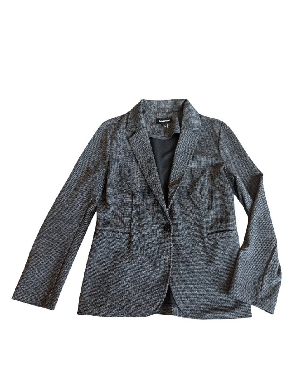 Betabrand Gray Houndstooth Check Blazer Notch Lapel Structured Hip Large Women's